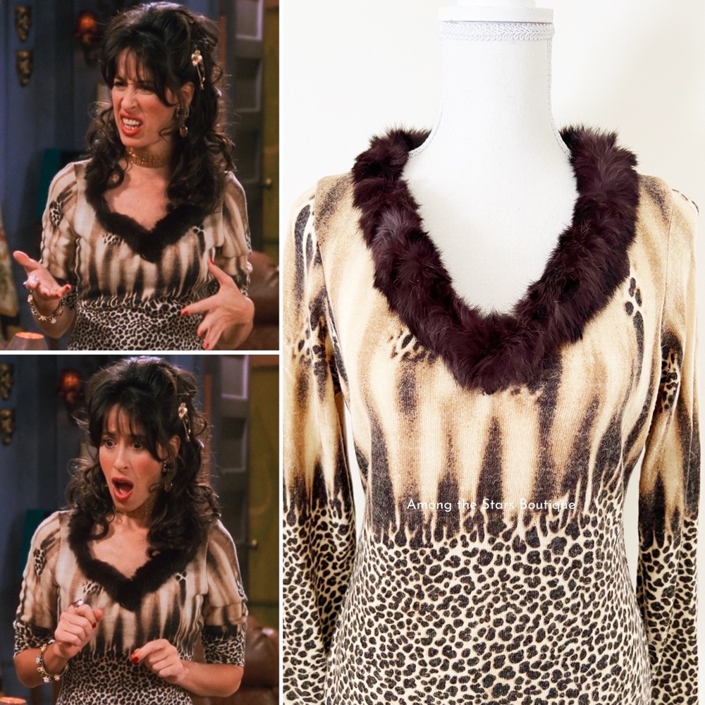 Super Rare Y2K Vintage Animal Print + Faux Fur Top ASO Janice in Friends - Picture 2 of 12